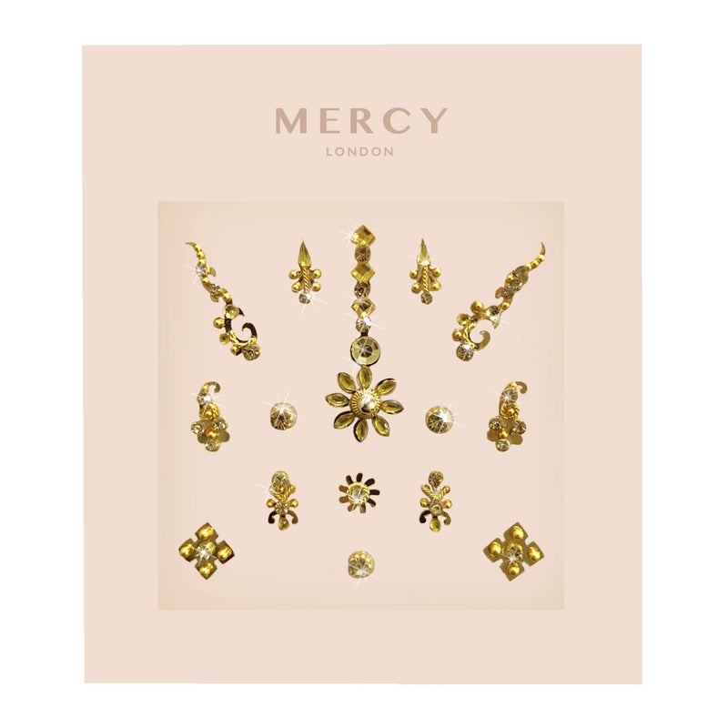 KARIZMA Floral Gold Bindi âœ® Crystal Indian Bindi Face Jewels Gold Multi Packet - Image 2